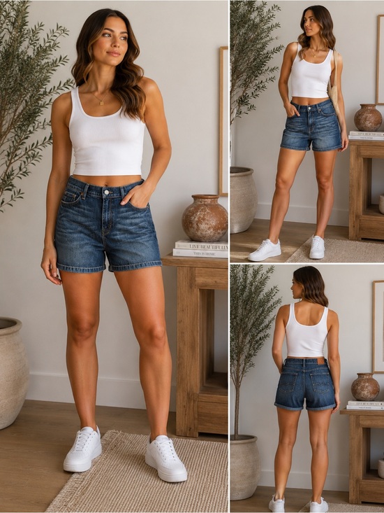 7 For All Mankind Pants - 7 For All Mankind Denim Bermuda Shorts 28 Dark Wash Longline Jorts Y2K